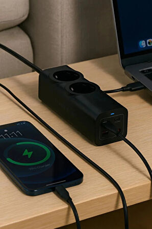 67W Hızlı Şarjlı Akıllı Çoklu Priz – 2000W Güç, 2 USB-C + 2 USB-A Çıkışlı, Telefon & Laptop Uyumlu