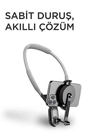 360 Derece Ayarlanabilir Boyun Askılı Manyetik Telefon Tutucu