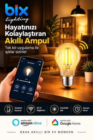 6W Daylight A+ Akıllı Ampul WiFi Uzaktan Kontrol Dim Edilebilir Alexa Google Uyumlu E27 Sarı