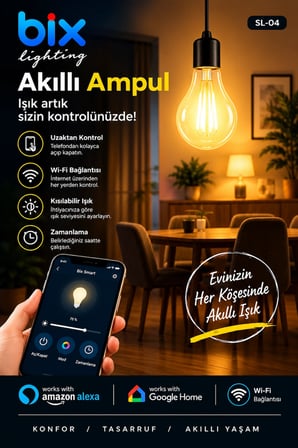 6W Daylight A+ Akıllı Ampul WiFi Uzaktan Kontrol Dim Edilebilir Alexa Google Uyumlu E27 Sarı