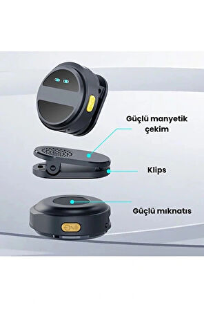 2 Adet Profesyonel Kablosuz Yaka Mikrofonu Typce uyumlu Manyetik Klipsli