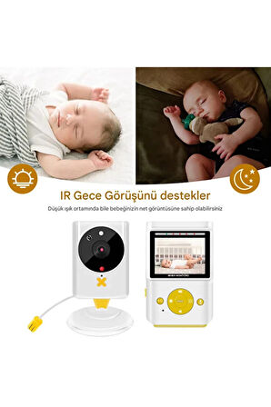 Akıllı Bebek Kamerası Monitörlü Karşılıklı Konuşma Özellikli Sıcaklık İzleme 2.4 inç Bebek Kamerası