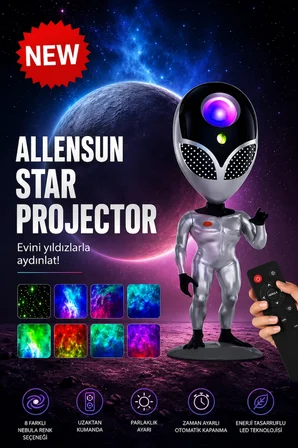Galaksi Yıldız Projektör Uzaylı Işıklı Samanyolu Projeksiyon Gece Lambası Taklit Ses Tekrarı