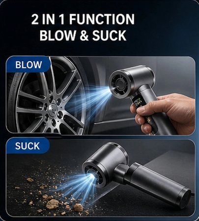 Multifonksiyonel Hava Üfleyici 130.000 RPM | Çift Bataryalı Güçlü Mini Blower & Vakum