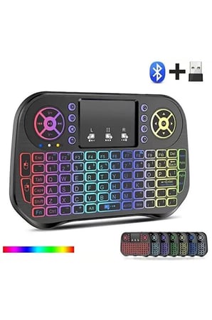 ZK-08 RGB Işıklı Mini Kablosuz Klavye Touchpad Bluetooth ve 2.4G Smart TV Kumandası