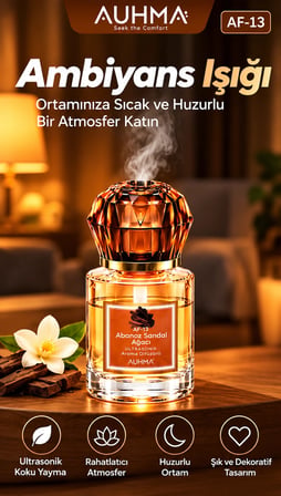 Ultrasonik Aroma Difüzörü 120 ML Abanoz Sandal Ağacı Kokulu LED Işıklı Araç ve Oda Kokusu