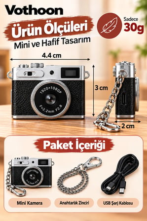 Mini Retro Dijital Kamera 1080P Full HD Fotoğraf & Video Çekimi LCD Ekran Mini Kamera TF Kart Destekli