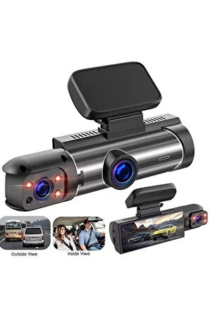 Çift Kameralı Araç Içi Kamera 1080P Full Hd, Gece Görüşü, G-Sensör, Park Modu, 3.16” Ekran