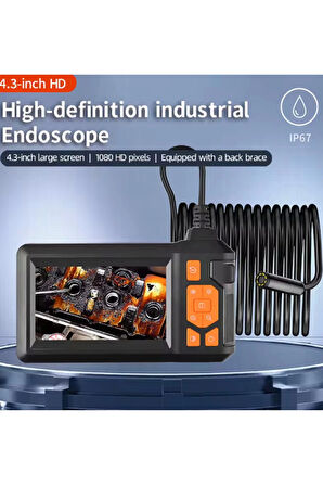 Vtn-008 Ekranlı Çift kameralı 10 Mt Sert Kablo Yılan Endoskop Kamera 8 mm 4.3 ınc