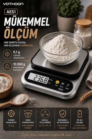Dijital Mutfak ve Kahve Tartısı Hassas Gram Terazisi Paslanmaz Çelik LCD Ekran Çoklu Ölçüm g/oz 10 KG Kapasite