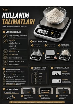 Dijital Mutfak ve Kahve Tartısı Hassas Gram Terazisi Paslanmaz Çelik LCD Ekran Çoklu Ölçüm g/oz 10 KG Kapasite