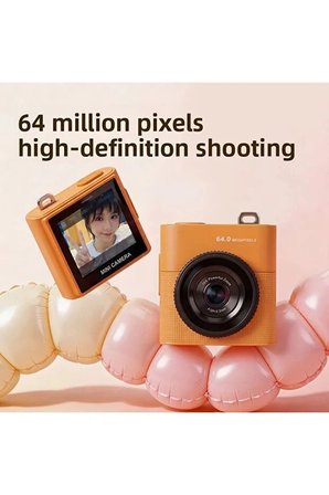Mini Dijital Kamera 64MP 16x Digital Zoom Retro Vintage 1.4"Ekranlı Video Kamera Taşınabilir Tasarım