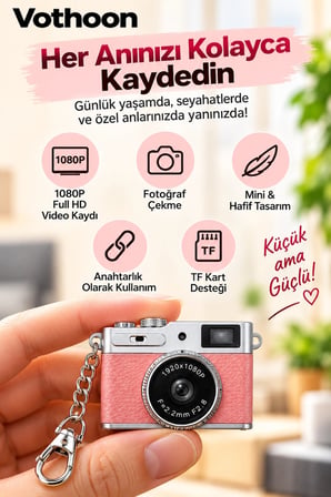 Mini Retro Dijital Kamera 1080P Full HD Fotoğraf & Video Çekimi LCD Ekran Mini Kamera TF Kart Destekli