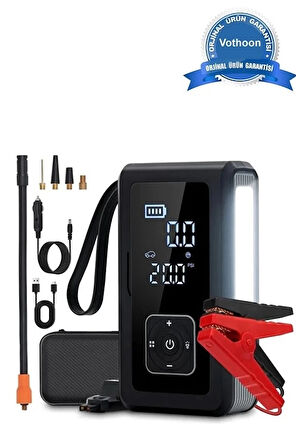 Multi Function Jump Starter Şarjlı Lastik Şişirme Pompası Akü Takviye Acil Durum Led Işık Powerbank