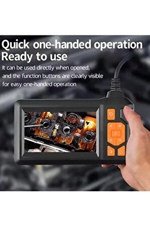 Ekranlı 3 kameralı 10 Mt Hafıza Kart Destekli Sert Kablo Yılan Endoskop Kamera 8 mm 4.3 ınc