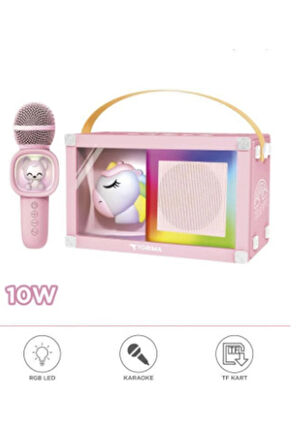 Taşınabilir RGB Işılı Sevimli Figürlü Mikrofonlu Karaoke Bluetooth Hoparlör