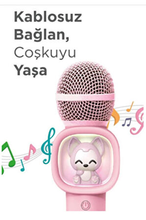 Taşınabilir RGB Işılı Sevimli Figürlü Mikrofonlu Karaoke Bluetooth Hoparlör