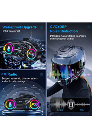 Y13 Motor Kask Kulaklık RGB Modlu Radyolu Motosiklet Kulaklık 5.3 Bluetooth Intercom