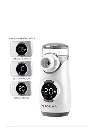 Sessiz Kademeli Dijital Ekranlı USB Şarjlı Mesh Nebulizatör Cihazı