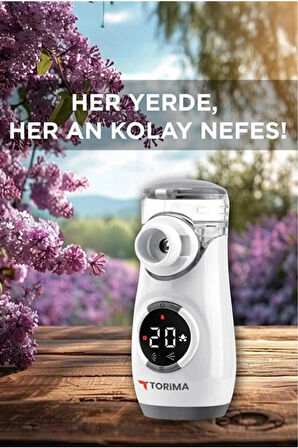 Sessiz Kademeli Dijital Ekranlı USB Şarjlı Mesh Nebulizatör Cihazı