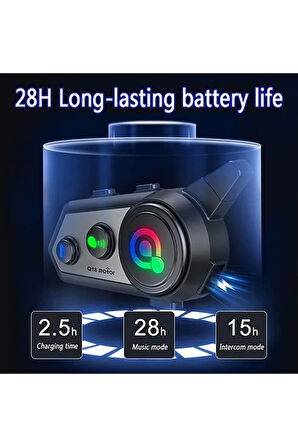 Q18 Motosiklet Kask Kulaklık Intercom Işıklı 2 Eşleşme Özellikli 1000 Mah