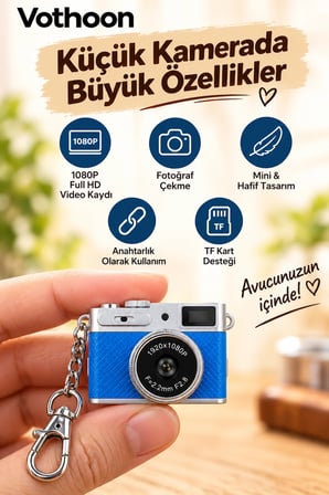 Mini Retro Dijital Kamera 1080P Full HD Fotoğraf & Video Çekimi LCD Ekran Mini Kamera TF Kart Destekli