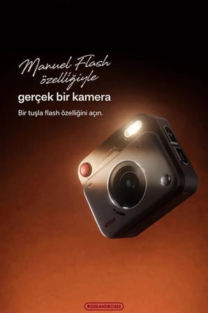 Nostaljik Tasarımı Retro Görünüm Kare Mini Foto Video Kamera 1080P Full HD 32GB Kart Hediyeli