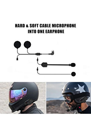 Mikrofonlu Motosiklet Kaskı Kulaklığı Tam/Yarım Yüz Kaskları için 2'si 1 Arada Kulaklık Seti