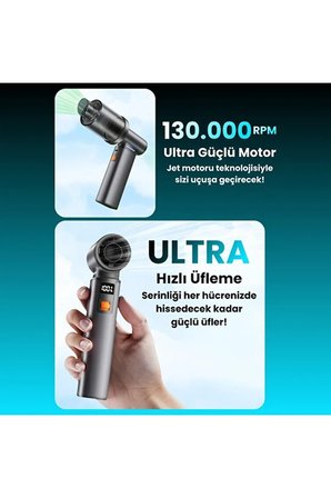 Violent Turbo Jet Fan Süpürge Özellikli 130000RPM Ultra Güçlü Motor Güçlü Vakum 4000MAH Bataryalı F1