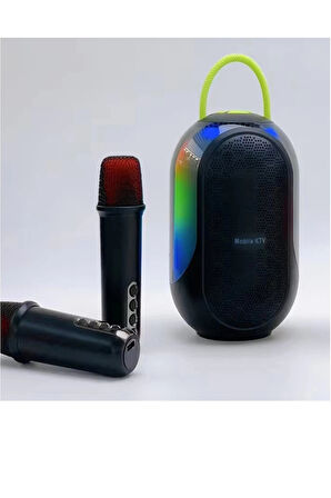 Bluetooth Çift Mikrofonlu Kablosuz Karaoke Rgb Işıklı Yüksek Sesli Müzik 4 Ses Degıstırme