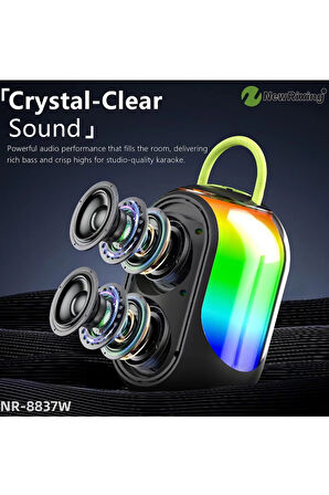 Bluetooth Çift Mikrofonlu Kablosuz Karaoke Rgb Işıklı Yüksek Sesli Müzik 4 Ses Degıstırme