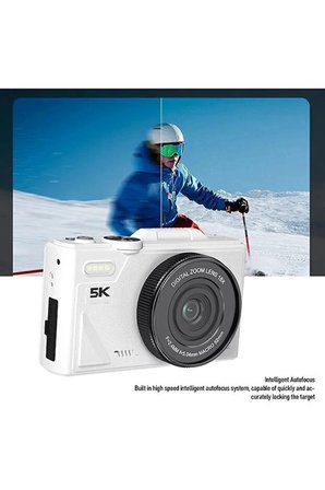 5K 75MP 18X Zoom Flaşlı 3” Flip Ekranlı Türkçe 64GB Kart Dijital Vlog Fotoğraf Makinesi