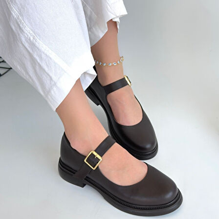 Yokox Kahverengi Cilt Oxford Ayakkabı