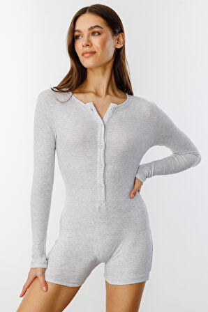 GENIUS STORE Fitilli Uzun Kollu Kısa Tulum Romper UZUNKOL-TULUM
