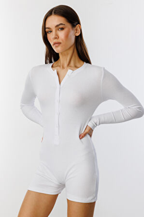 GENIUS STORE Fitilli Uzun Kollu Kısa Tulum Romper UZUNKOL-TULUM