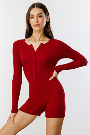 GENIUS STORE Fitilli Uzun Kollu Kısa Tulum Romper UZUNKOL-TULUM