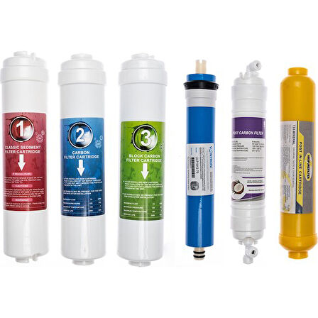 Sulook Kapalı Kasa Su Arıtma Cihazlarına Uyumlu 6'lı Filtre Seti Vontron Membranlı