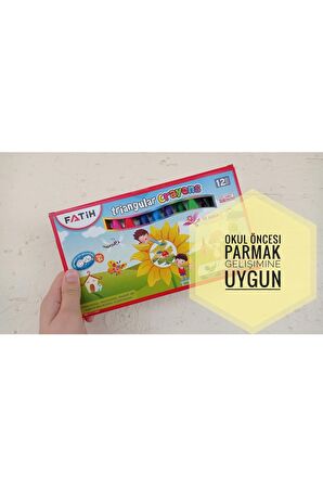 Üçgen Mum Boya 12'li Jumbo Triangular Polimer Crayons