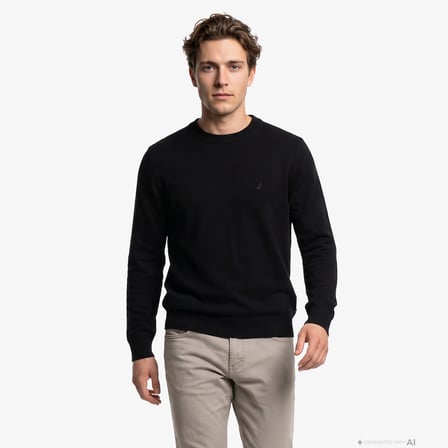 Nautica Erkek Siyah Regular Fit Triko