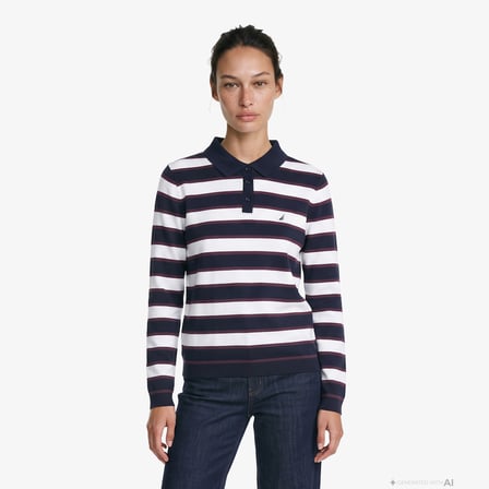 Nautica Kadın Lacivert Polo Yaka Sweatshirt