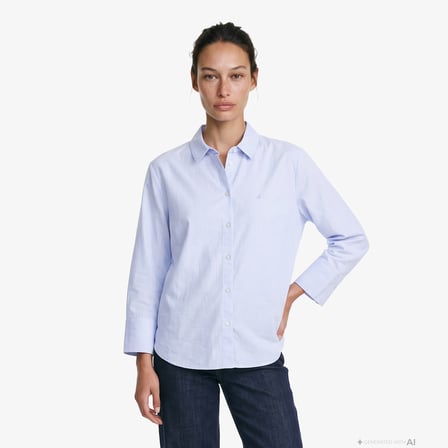 Nautica Kadın Mavi Regular Fit Gömlek