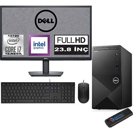 Dell Vostro 3910 MT Intel Core I7 12700 16GB 2TB SSD 23.8" FHD Windows 11 Pro Intel® UHD Graphics 770 Masaüstü Bilgisayar 23N3910EMEAP09 + Zetta USB Bellek