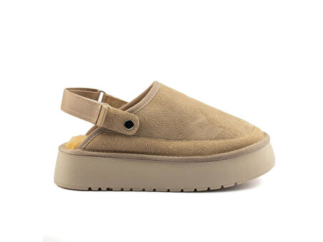 Canberra Kışlık Kadın Ayarlanabilir Kürk Detaylı Yüksek Taban Slipper