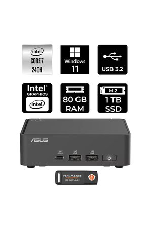 NUC 15 Pro Slim Intel Core 7 240H 80GB 1TB SSD W11P Mini Masaüstü Bilgisayar