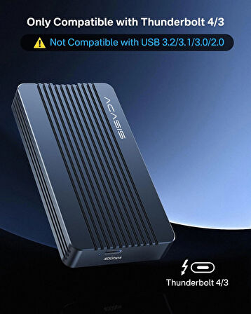 Acasis 40Gbps M2. NVMe SSD, Thunderbolt 4, USB4, Vidasız Montaj Disk Kutusu