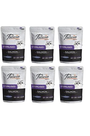 Felicia Pouch Tahılsız Sterilized Kısır Somonlu Yaş Mama 85 gr X 6 Adet