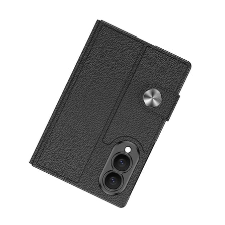 Galaxy Z Fold 8 Kılıf Karbon Fiber Tasarımlı Magnetik Tokalı Kartlıklı Zore Kıpta Zegna Kapak