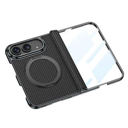 Apple iPhone Duo Kılıf M-safe Şarj Özellikli 360 Derece Dönebilen Standlı Zore Kıpta KPT-17 Deri Tasarımlı Kapak