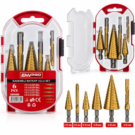 6PCS MATKAP UÇLU KADEMELİ SET 4-12MM - 4-20MM - 4-32MM - 3MM - 6MM - 8MM (5671) gotlthmngoxx