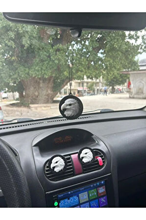 Kartal Figürlü Araç İçi Tek Taraflı Ayna Süsü ve Havalandırma Süsü 2'li Set
